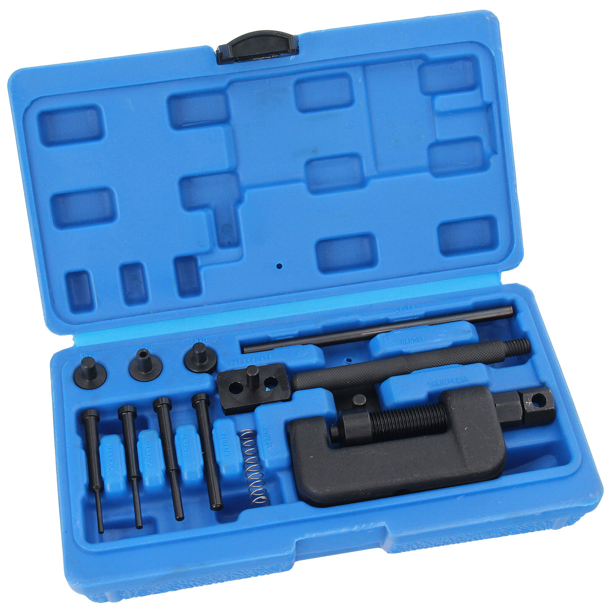 Strumento di separazione per smontaggio catena moto universale Strumento di rivettatura Strumento di separazione catena moto Strumento di rivettatura per separazione catena moto 13 pezzi Strumento di rivettatura per separazione catena moto