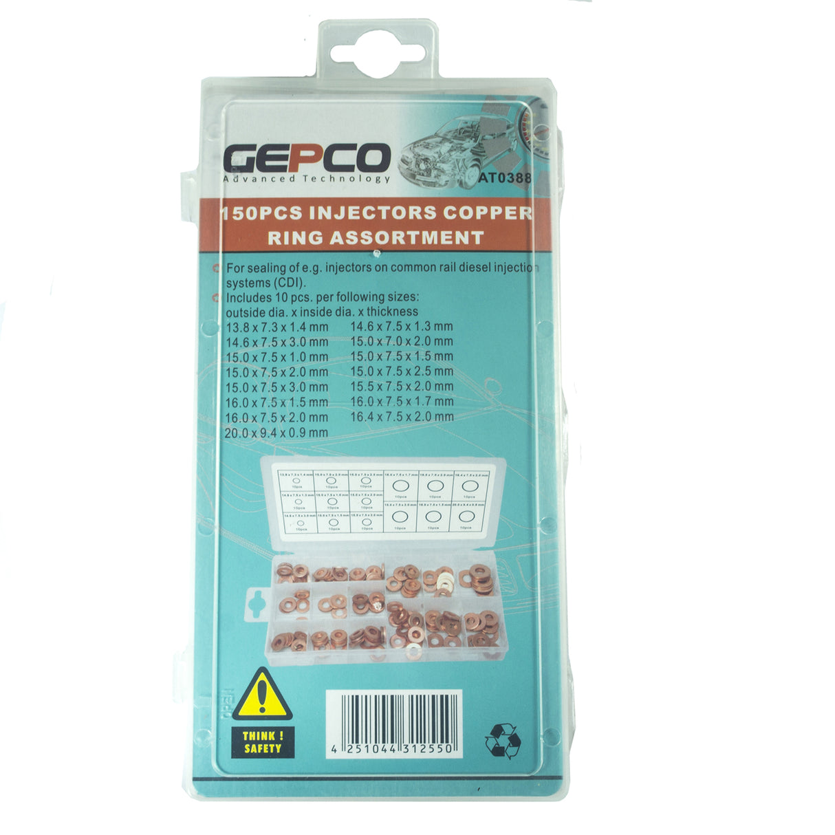 Assortimento di 150 anelli di rame per iniettori, di varie dimensioni, per sistemi di iniezione diesel Common Rail, anelli di tenuta in rame CDI.