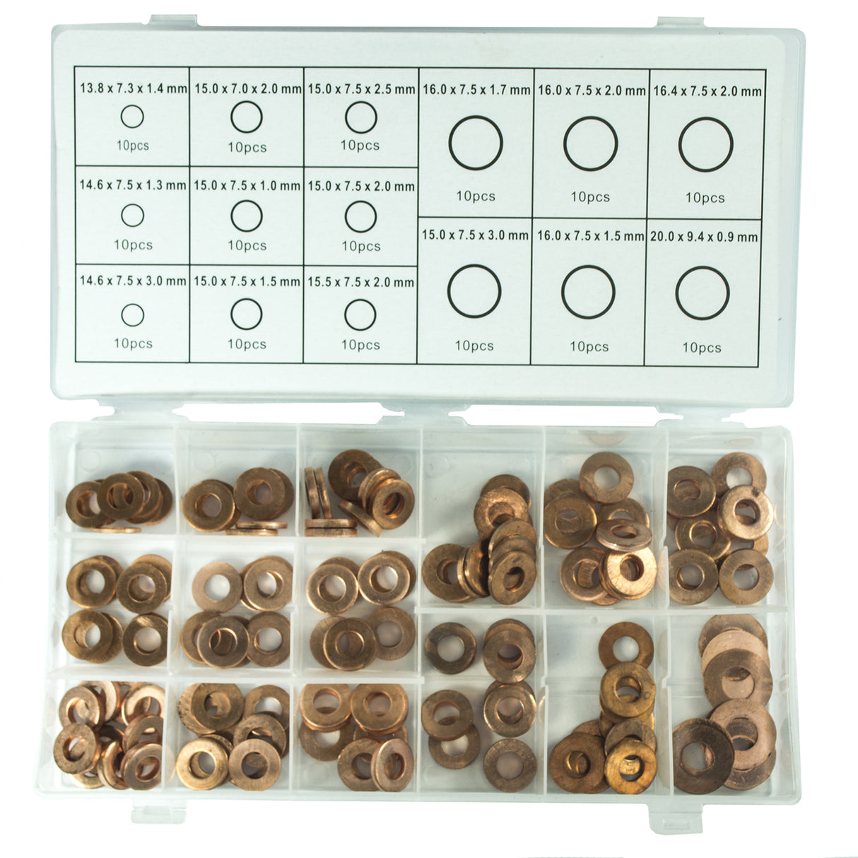 Assortimento di 150 anelli di rame per iniettori, di varie dimensioni, per sistemi di iniezione diesel Common Rail, anelli di tenuta in rame CDI.