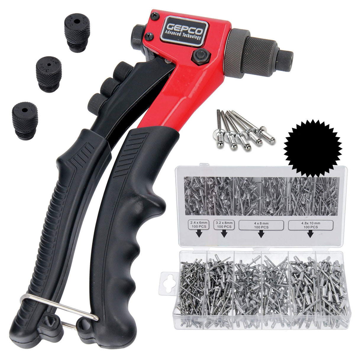 Pinze professionali per rivetti ciechi, pinze per rivetti con rivetti a strappo, set da 400 pezzi