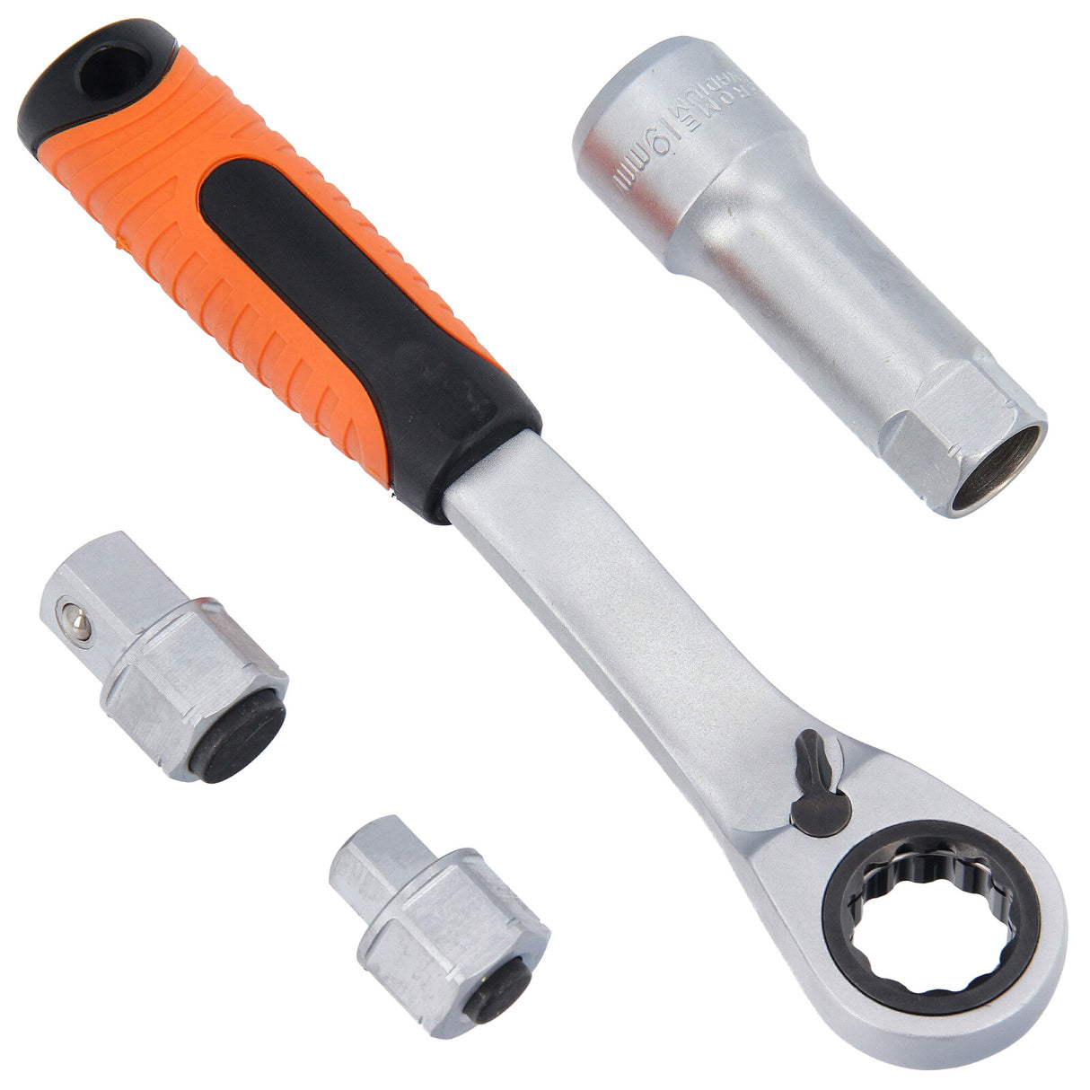 Set di chiavi a bussola passanti da 10-24 mm e cricchetto reversibile da 19 mm 3/8" 1/2" 17 pezzi.