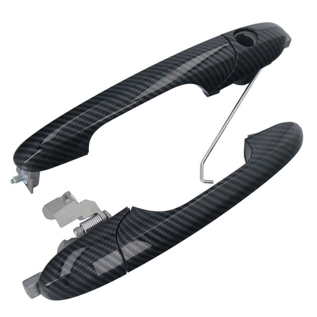 Set of front outer door handles in carbon style for Fiat 500 and 500C models. Includes left and right handles