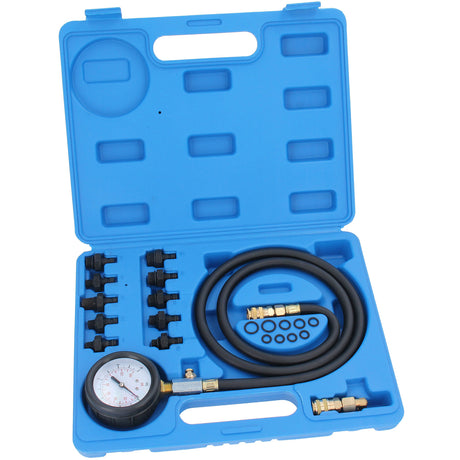 Öldrucktester HQ MANN (Bild 2/5): Detailansicht des 12tlg. Messgeräts für präzise Öldruckprüfung bis