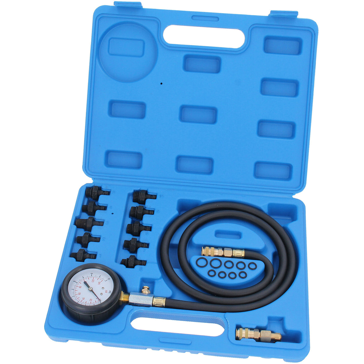 Öldrucktester HQ MANN (Bild 3/5): Detailansicht des 12tlg. Hochqualitäts-Prüfers (10 bar).