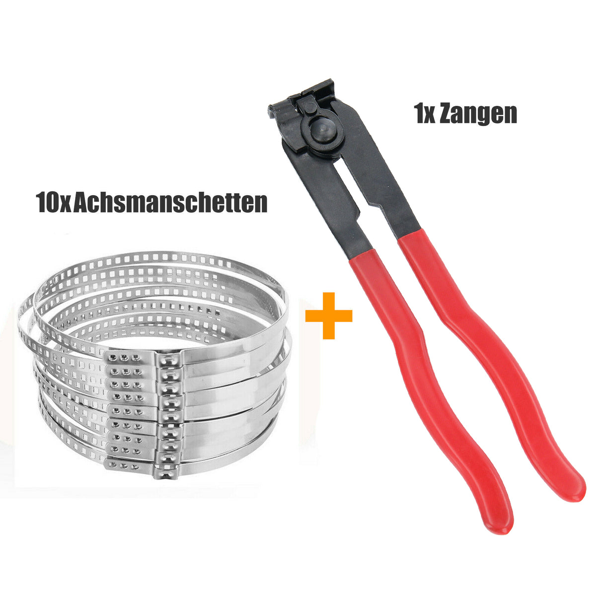Schellen für Achsmanschetten (60-124mm) Set 10-tlg. + Zange (Bild 1/6: Produktansicht)
