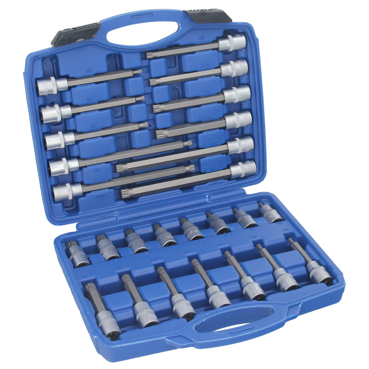 Set di inserti per punte GEPCO da 26 pezzi, attacco quadro interno da 1/2", multi-dente per XZN M5-M16