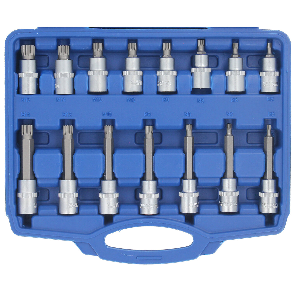 Set di inserti per punte GEPCO da 26 pezzi, attacco quadro interno da 1/2", multi-dente per XZN M5-M16