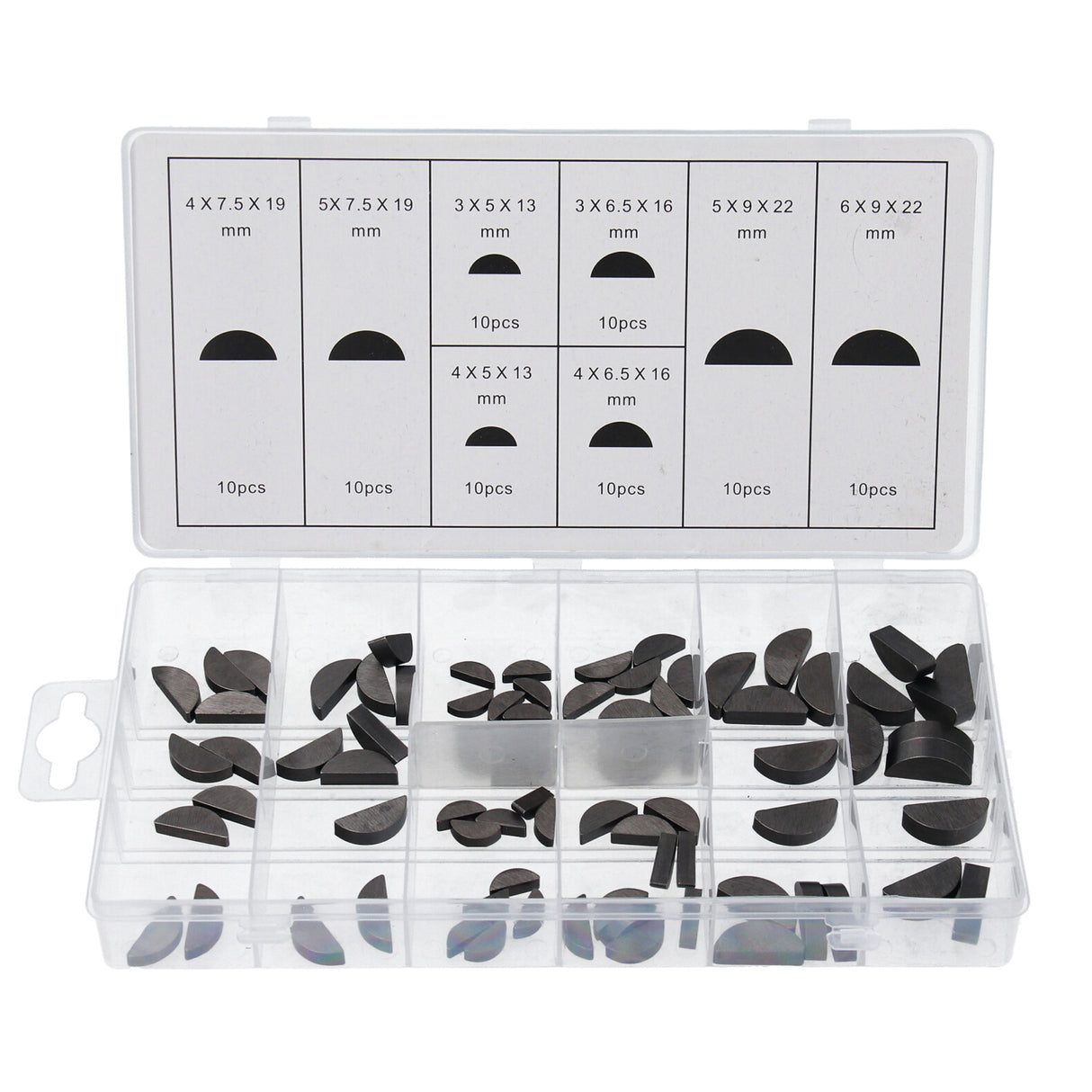 80 pz. Assortimento di cunei a molla set molle a tazza cunei a molla 3-6 mm chiavette cunei di bloccaggio