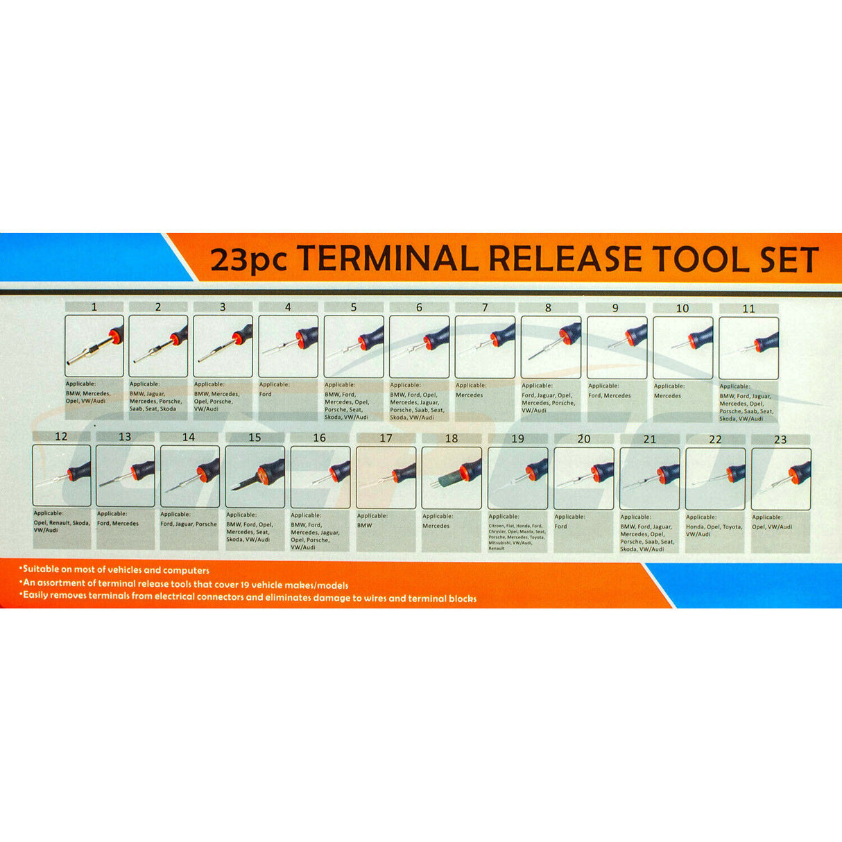 Set di 23 utensili per la rimozione dei pin – Strumento di sblocco e rilascio per spine e contatti | GEPCO