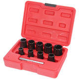 10-tlg. Linksausdreher-Set (2/5): Detailansicht der Ausdrehnüsse für defekte Schrauben & Muttern.