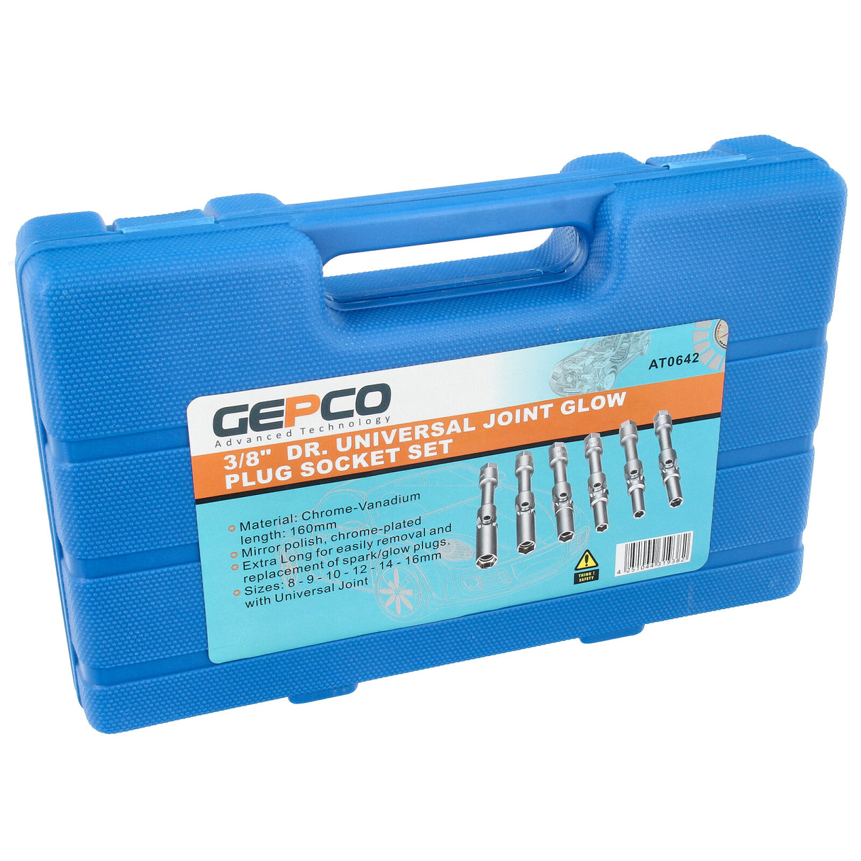 Werkstatt Glühkerzen Nuss Werkzeug Gelenk Einsätze 8-9-10-12-14-16 mm 6-tlg