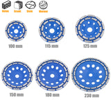 Disco abrasivo a doppia fila con tazza diamantata, disco abrasivo per calcestruzzo da 100 a 230 mm