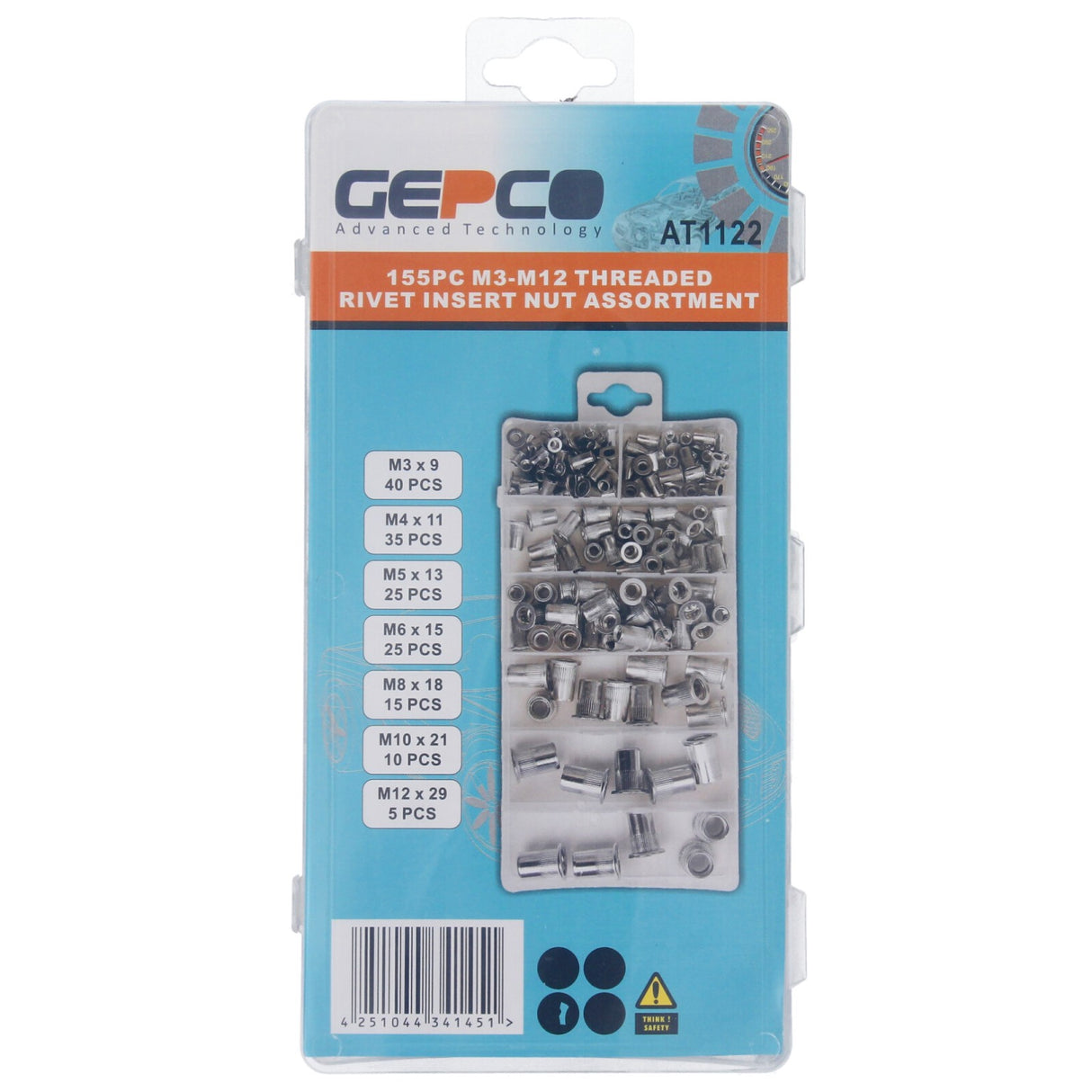 Assortimento di dadi per rivetti ALU, set di dadi per rivetti ciechi, dadi per rivetti, 155 pezzi M3-M12