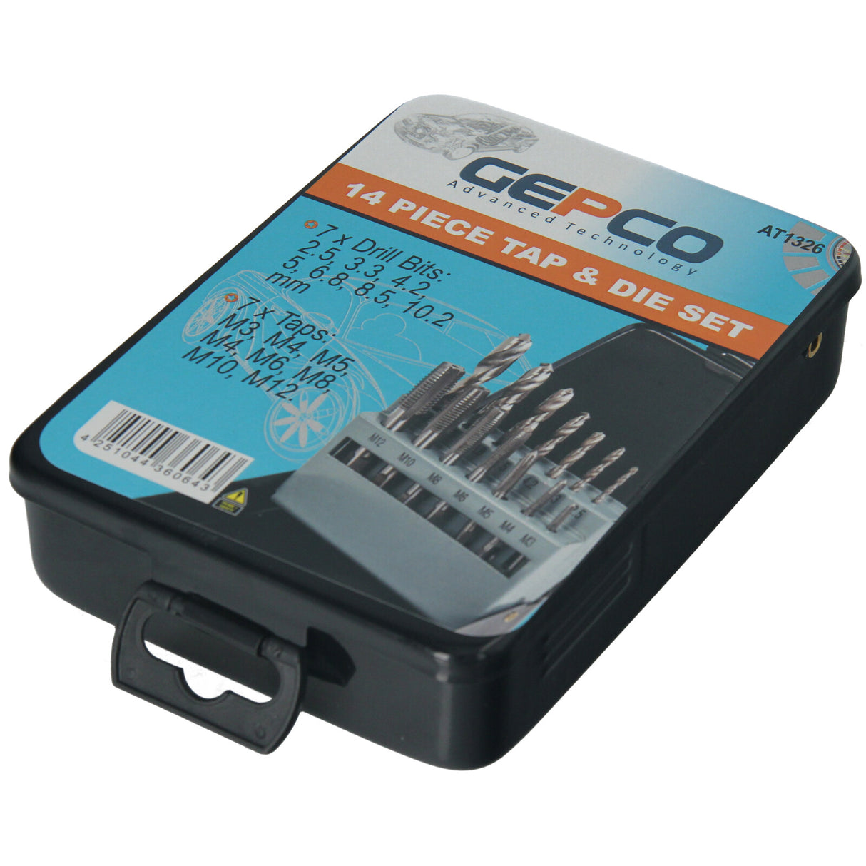 GEPCO set di punte per fori carotaggio punte elicoidali HSS tagliafili M3-M12 14 pezzi