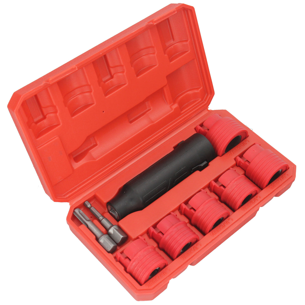 Radbolzen-Reinigungswerkzeug-Set 9-tlg. 1/2" mit M12 M13 M14 M16 M22 M28 Bürsten